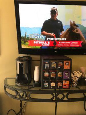 Free coffee bar too & a nice HD TV