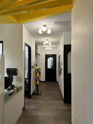 Exit hallway with toy station