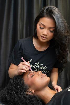 The art of Ametrine Lash Extension application!