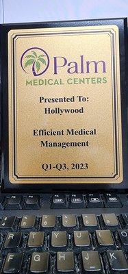 Palm Medical award to Efficient Medical Management.