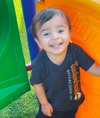 Our son 1 1/2 years old exploring outdoor playground!