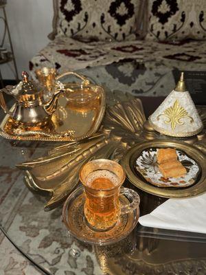 Delicious Moroccan tea and snacks after the hammam