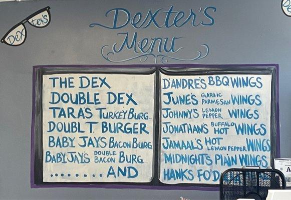 Menu on display - more on menu from website & on counter