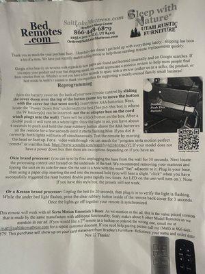 Instructions to reprogram the new remote.