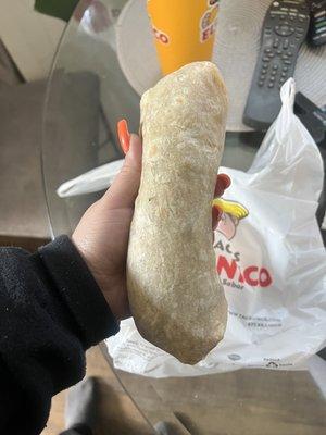 Skimpy burrito !!! They couldn't even follow simple instructions to add green salsa they put red salsa. Worst location ever!