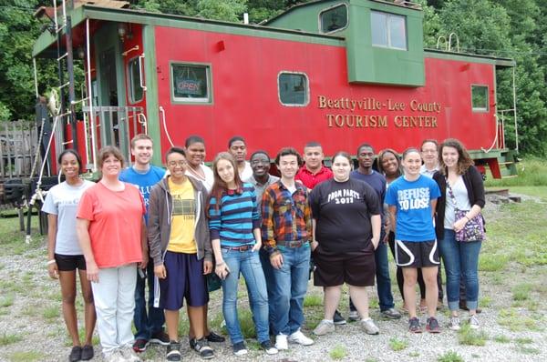 The Entrepreneurship for the Common Good class from Berea College visited the Tourism Center "caboose"!