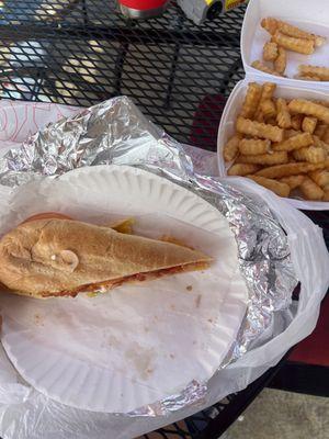 Cheese melt and fries