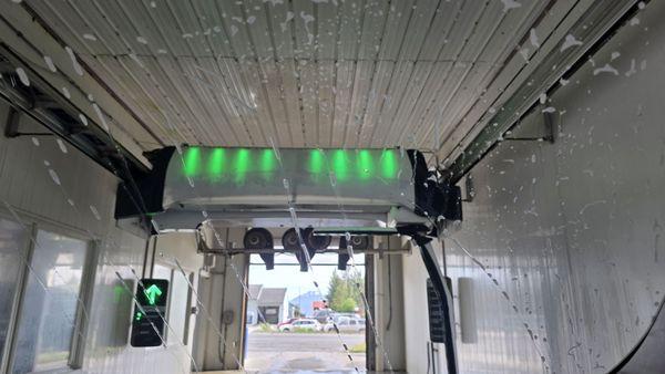 Inside the touchless car wash