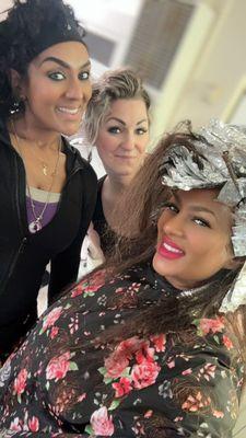 Some girl time and put a ton of foils in her hair