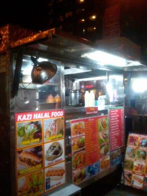 There are 2 carts on the corner of 14th and 3rd. Make sure to go to the one that says "Kazi"! The skinny guy makes it the best!