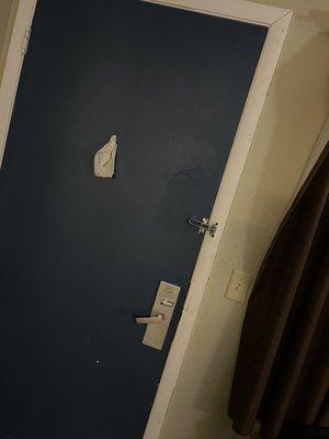 Tissue stuck in peep hole when we arrived!