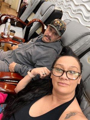 Husband an I doing a pre Valentine's Day pedicure