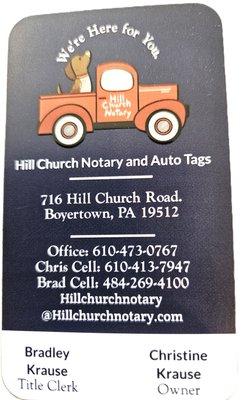Hill Church Notary & Auto Tags