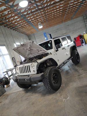 Jeep Wrangler in getting some heating and cooling system repairs