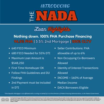 Introducing The Nada, 0 Down Payment.