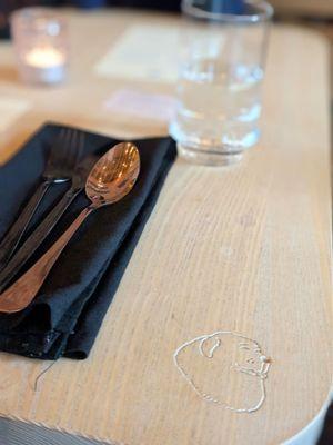 Even the table is customized.