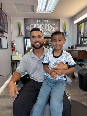 Daddy and son haircut day.