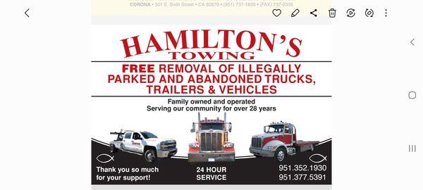 Hamilton's Towing