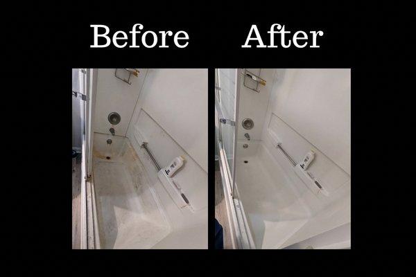 Our cleaners made a huge difference on this tub!