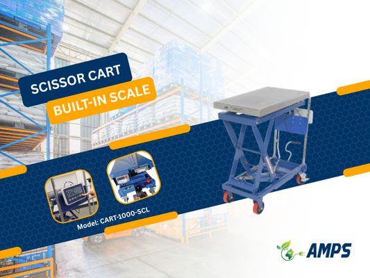 Steel Scissor Cart with Scale 19-1/2 In. x 32 In. 500 Lb. Capacity Blue/Silver