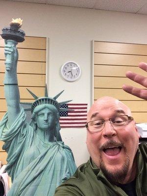 Check out our new Lady Liberty! Come get a selfie!