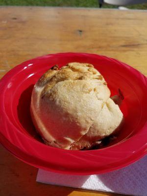 Cold apple dumpling.