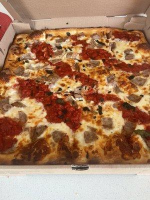 Large Grandma pie with sausage.