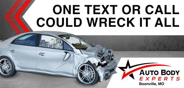 Phones down while driving.