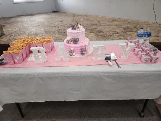 The Baby Shower cake and treats were delicious