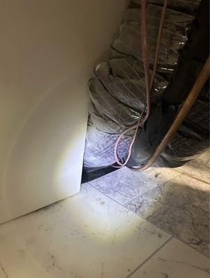 Open hole to crawlspace and fire hazard