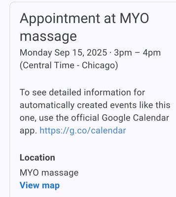 Picture confirming the appointment