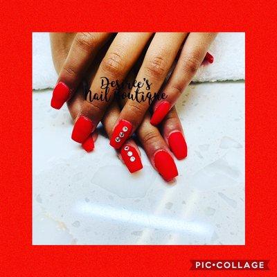 Matte Red acrylic Nails