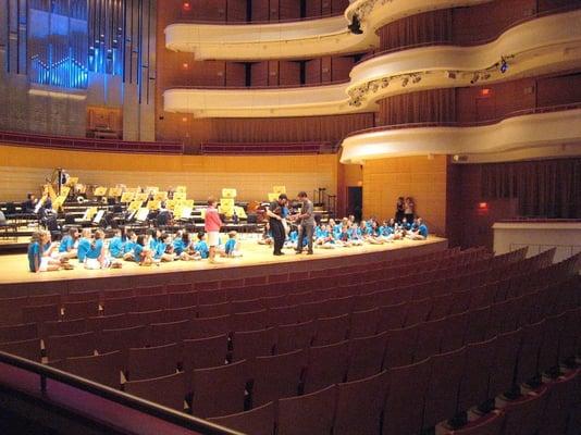 Rehearsal for performance with the Pacific Symphony, group director Betty Haag,conductor M. Eshkenazi and soloist Vadim Gluzman.