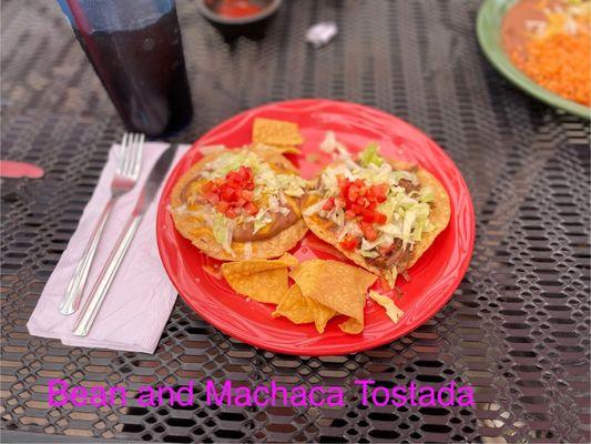 Bean and Machaca tostada