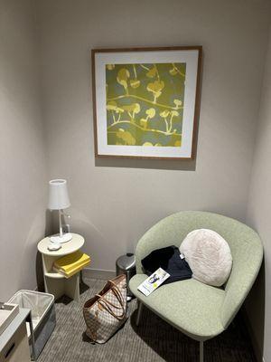 Private room that you change in prior to the MRI.