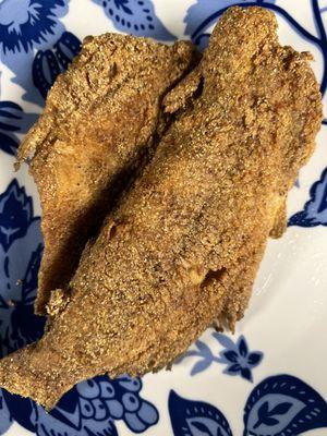 Butterfly whole fried catfish (available most days)