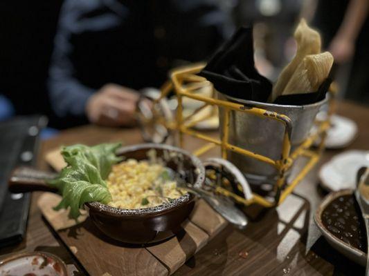Tamales and elote