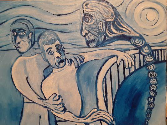 My artwork depicted friends holding me back from falling into bad people. Especially those with implied trust