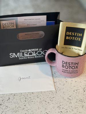 Swag bag from Destin Botox.
