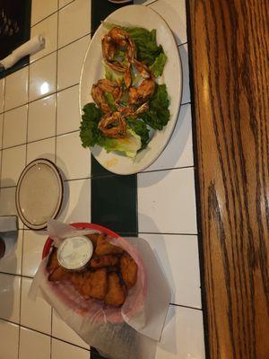 Mac n Cheese Bites and Frog Legs