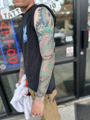 Japanese dragon sleeve I recently finished up! Always booking for large work and gets top priority!