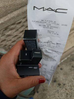 Mac trade in, 6 empties equals 1 lipstick, eyeshadow or lip glass! Limit of 4 products back per day.