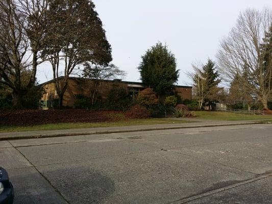 The front of the school.