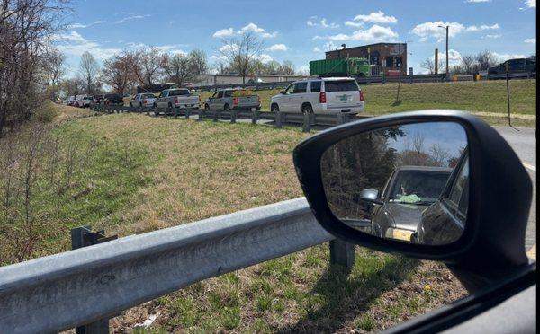 Line for dumping at the lower landfill.