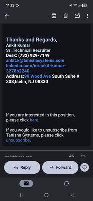 Name and info of recruiter who continues to send job.. read the rest of reviews.