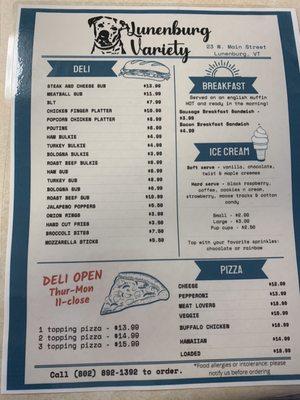 menu