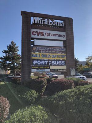 Marquee plaza sign on Mira Loma Blvd.
