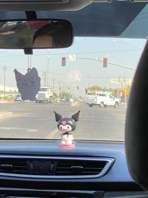 Kuromi taking me for Uber ride.