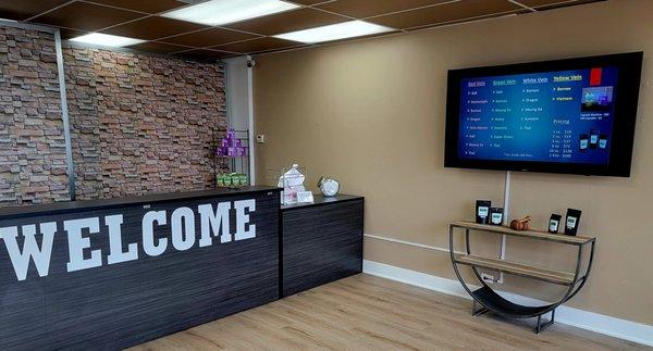 Kratom menu with prices and different size bags.