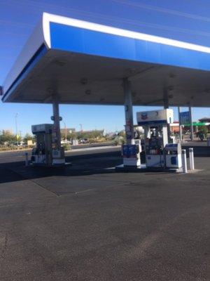 Gas station next to smog